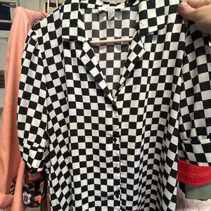 Black and White Checkered Button-Up Shirt